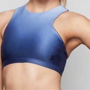 Good American Blue Ombre High-Neck Sports Bra